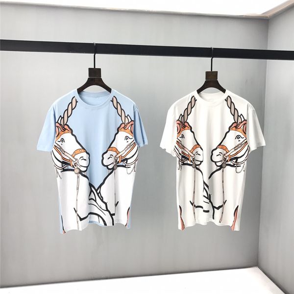 

designer couple suit letter print shirt cotton round neck short sleeve men's and women's t-shirt black white eu size 3272, White;black