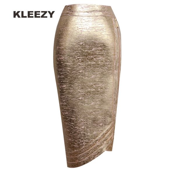 

kleezy new pencil bandage irregular gold skirt party pencil lady skirt h2377, Black;gray