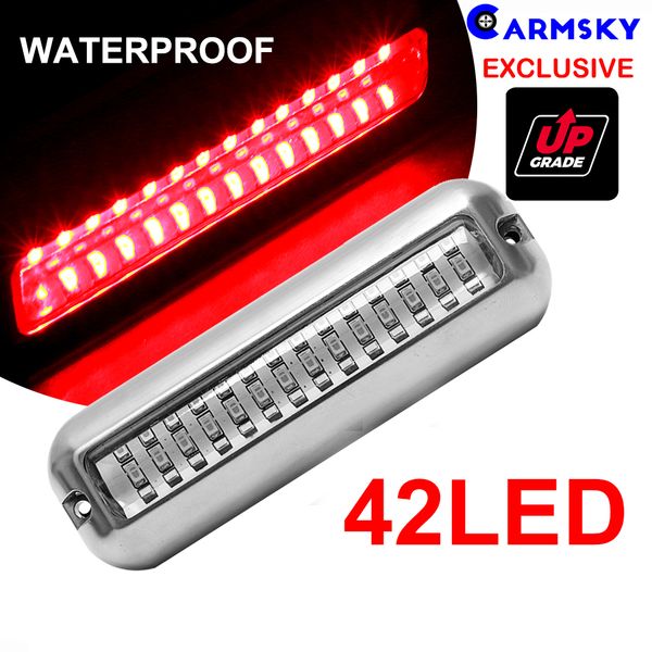 

red 50w 42led boat light 316 stainless steel underwater trail pontoon