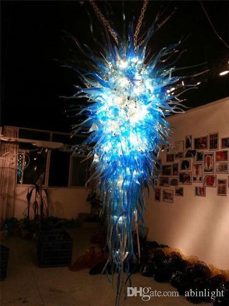 

pretty blue colored murano glass ceiling chandelier lighting energy saving art design hanging glass pendant lamps for wedding decoration