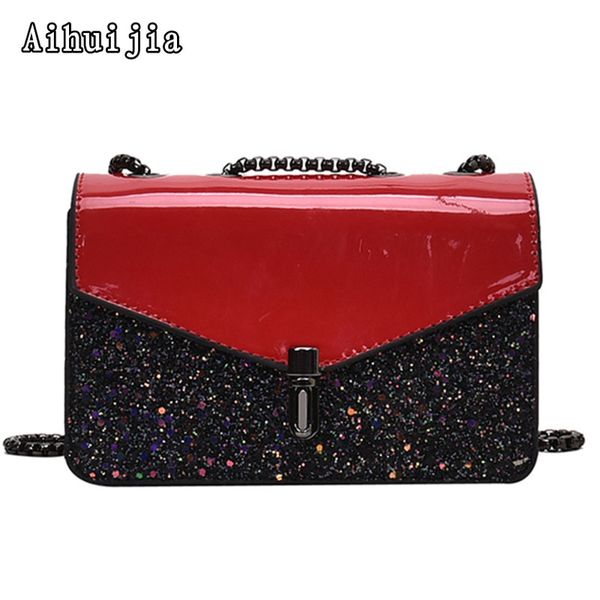 

bolsa mujer sequins bags for womens 2020 new handbags women patent leather small square bags chain messenger shoulder sac