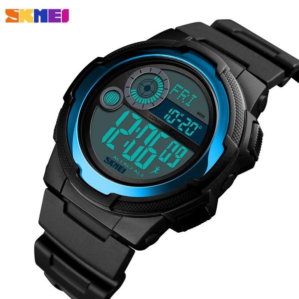 

skmei outdoor sport watch men digital watch 5bar waterproof multifunction compass fashion watches relogio inteligente 1424, Slivery;brown