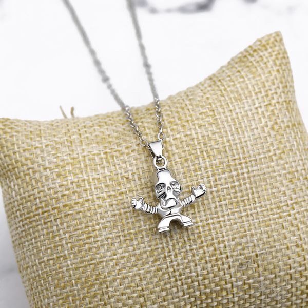 

ebya halloween theme hip-hop human skeleton personality trend necklace, Silver