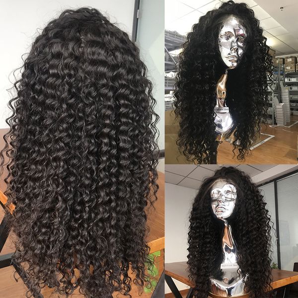 

full lace wig silk base for black women glueless unprocessed virgin human malasian silk lace front curly wigs pre plucked hairline, Black;brown