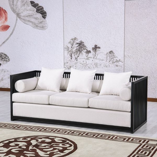 

new chinese-style sofa combination solid wood simple zen sofa model room villa club fabric sofa furniture customization