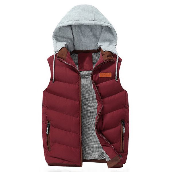 

men's hooded vests cotton-padded thickening vest men hat detachable waistcoat 2019 autumn winter jacket without sleeves 1169, Black;white