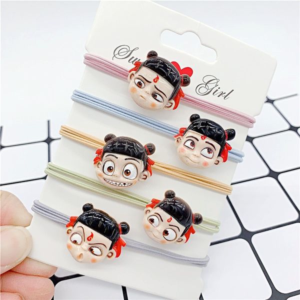 

maxi chinese cartoon character ne zha spin-off products, different expressions hair ring, chinese style cartoon hair accessory, Golden;silver