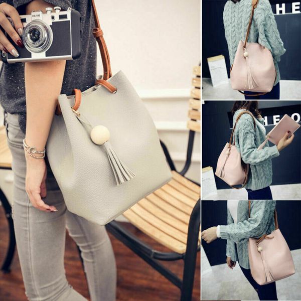 

Women's Fashion PU Leather Small Handbags Solid Color Messenger Satchel Bags Cross Body Handbag 2 Pcs Shoulder Bag Hot Sale