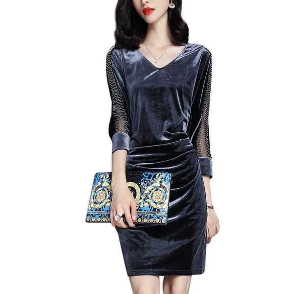

2020 new women black wrap hip dress bodycorn dress prom o-neck slim elegant lady evening mini party dresses, Black;gray