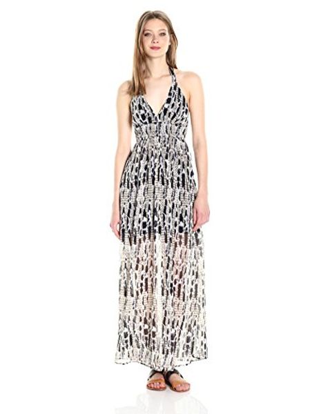 

bb dakota women's willow printed chiffon maxi dress, Black;gray