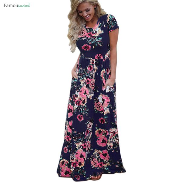 

women long maxi dress 2019 summer boho floral print beach dress short sleeve evening party dress tunic plus size xxxl, Black;gray