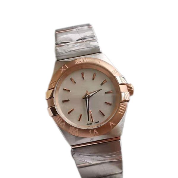 

constellation luxury women watches iced out watch quartz movement 28mm elegant lady watch stainless band wristwatches, Slivery;brown