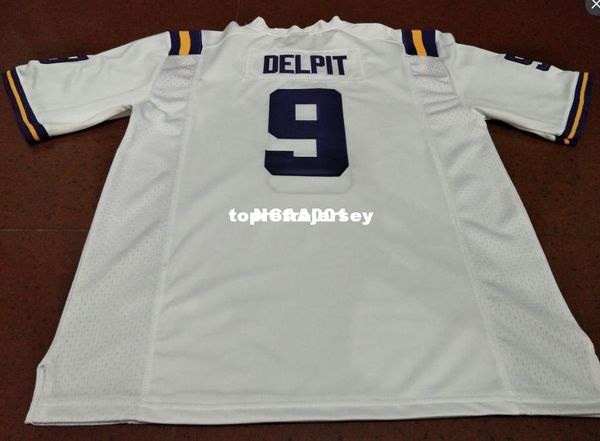 

men #9 grant delpit white purple derrius guice lsu tigers or custom any name or number alumni college jersey, Black;red