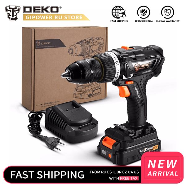 

deko gbd20du2 20v max brushless electric cordless drill 2000mah screwdriver lithium-ion battery 13mm 2-speed 58nm torque