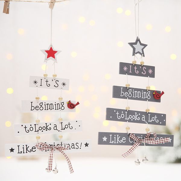 

new christmas wooden decorative pendant creative decoration shop windows and home colorful letters hanging decorations