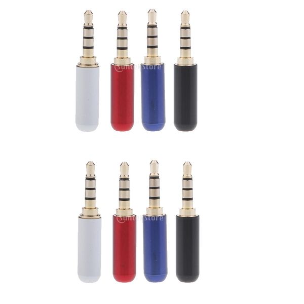 

8 pieces 3.5mm 1/8" trrs 4 pole male plug a/v solder connector