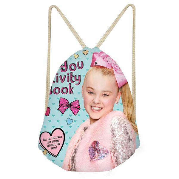 

thikin girls drawstring bag superstar jojo siwa 3d print students casual bookbag school bags for teenage travel beach bag bolsa