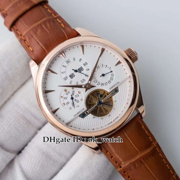 

8 style master grande tradition q500242a tourbillon mens automatic watch white dial rose gold case multi-function gents watches, Slivery;brown