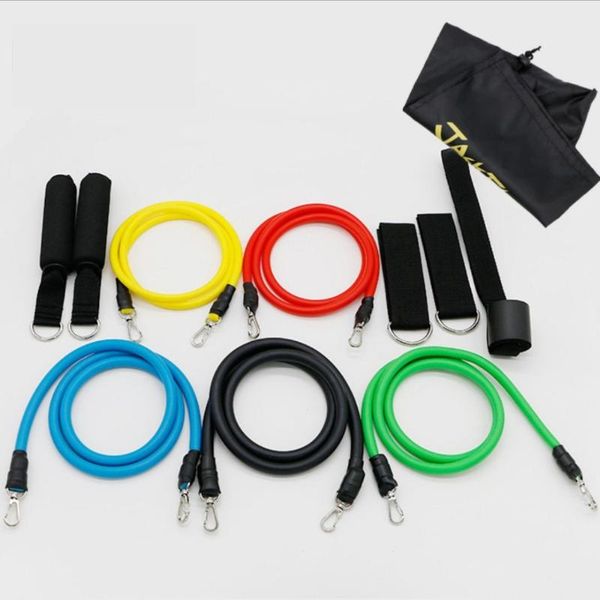 

band 11pcs/set natural latex tubing expanders gym fitness exercise resistance bands physical therapy elastic workout loop bands