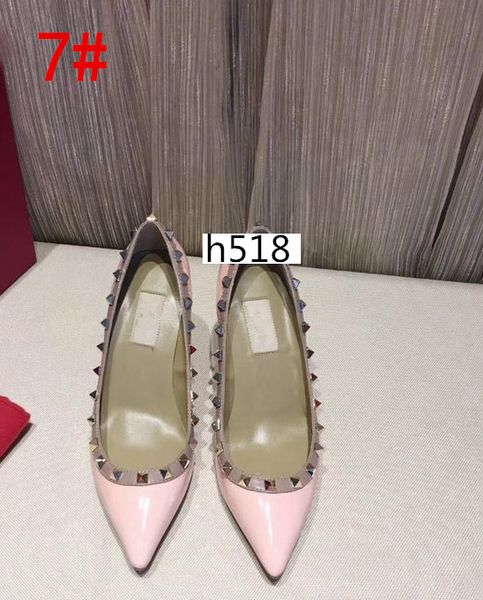 

latest designer pointed toe 2-strap with studs high heels rivets sandals women shoes valentine high heel shoes, Black