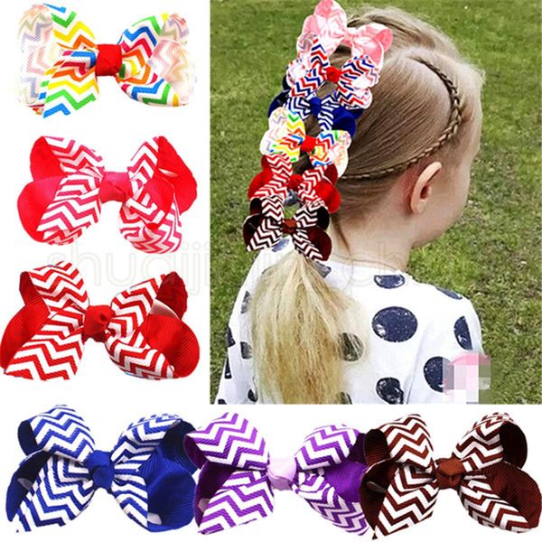 

baby stripe bow hairpins 3 inch girls mini designer bowknot hair clips children cute barrettes kids party travel hair accessories dhl fj459, Slivery;white