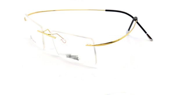 

wholesale-brand-quality superlight 7611 rimless titanium eyewear recta52-19-150 for prescription glasses fullset packing wholesale, Black