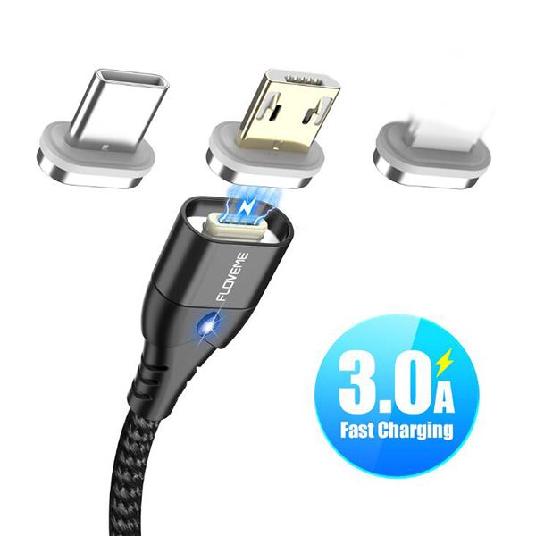 

FLOVEME Magnetic Cable Micro USB Type C For ip Cable 1M 3A Fast Charging Wire Type-C Magnet Charger Phone Cable