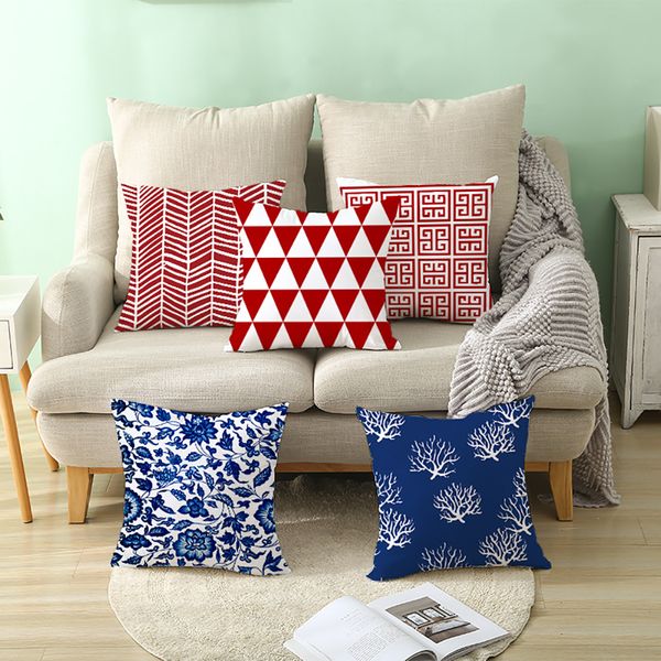 

lychee geometry printed cushion case colorful polyester peachskin 45x45cm cushion cover for bedroom home office