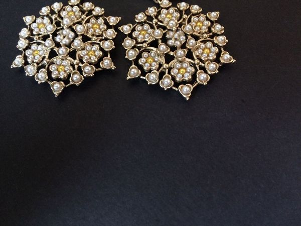 

fashion flower earrings dangle drop pearl earring weeding jewelry for lady women with bag bride gift, Silver