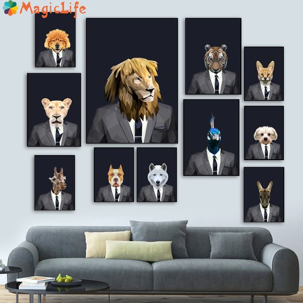

fashion lion tiger dog cat giraffe peacock kangaroo wall art canvas painting wall pictures animal decoration picture unframed