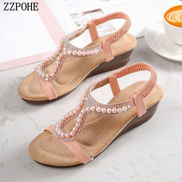 

zzpohe new open toe summer women sandals women soft leather casual flat wedges sandals ladies slip-on comfortable shoes, Black