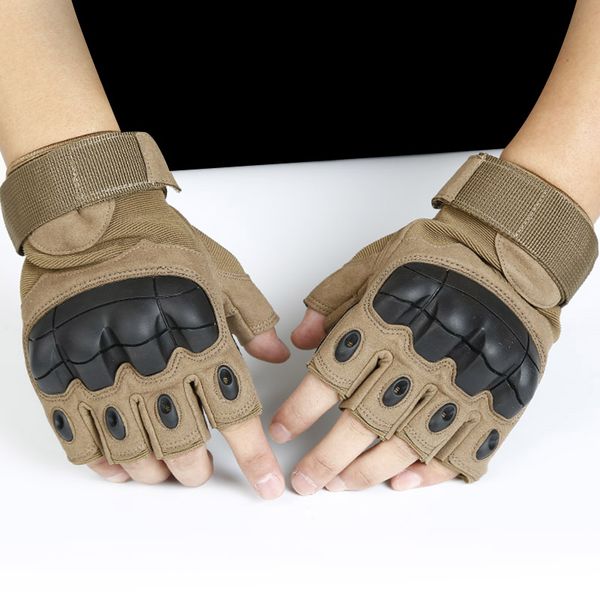 

army tactical fingerless gloves outdoor shooting paintball cs sport combat hiking hunting climbing trekking, Black
