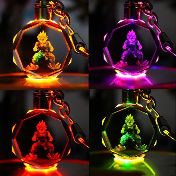 

dragon ball z anime keychain led kids props and classic gift set fps keychain cool metal crystal gem pendant game animation accessories22