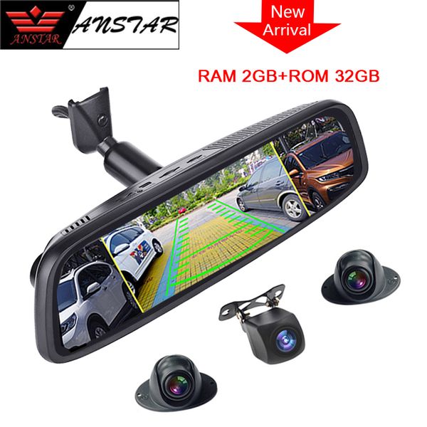 

2019 anstar 10'' rearview mirror dvr 4ch cameras 2gb+32gb car camera 4g android dash cam adas gps auto registrar