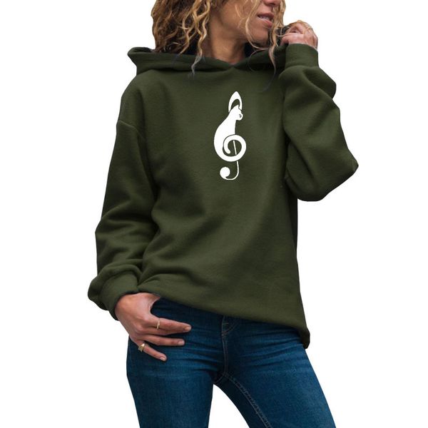 

cat music note love letter печать толстовка женщины femmes весна осень lover подарки сращивание кофта толстовка для женщины, Black