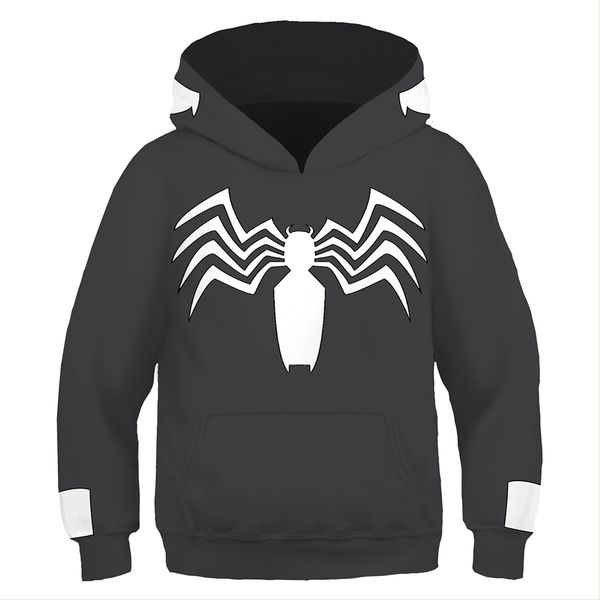 

venom hoodie children sweatshirt pullover marvel cosplay costume print coat spring autumn hoodie, Black