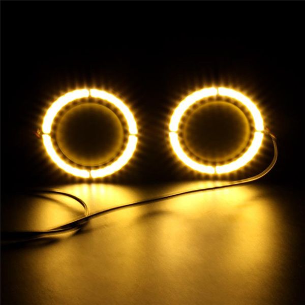 

2pcs 7*7*0.5cm led 12v cob strip lamp fog car daytimes running lights 12w waterproof black and yellow auto car styling