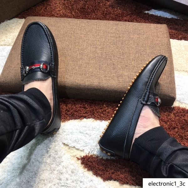 

luxury fashion men gommino dress casual party loafers shoes cowskin single shoe slip on wedding pumps001 black size38-46