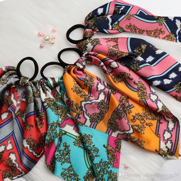 

12 inch rubber band hair scrunchies bow vintage women accessories ribbon hair bands manual ties scrunchie ponytail holder rubber rope, Slivery;white