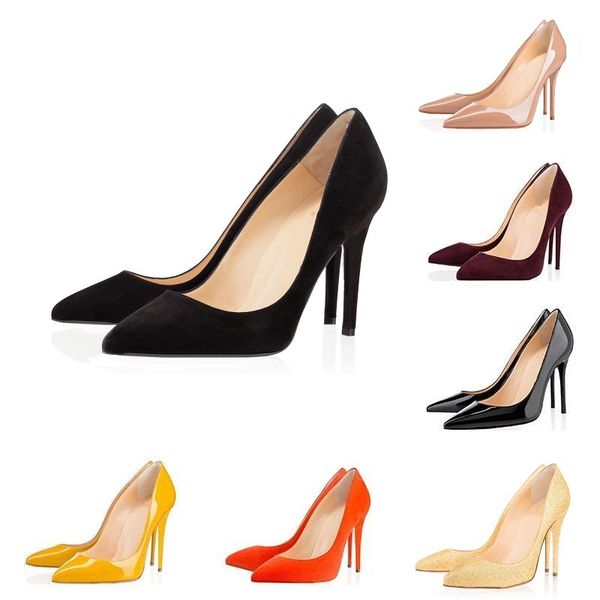 

with box) red bottoms luxury designer high heels round pointed toe pumps women wedding dress shoes 35-42 8cm 10cm 12cm wholesale drop ship, Black