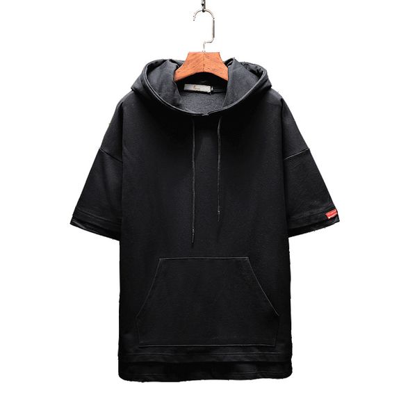 

men's hoodies casual mens european and american style sweatshirt men hooded slim short sleeves hoodie 5 colors plus size m-5xl, Black