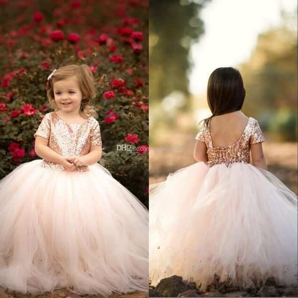 

rose gold sequins flower girls' dresses cute baby infant toddler baptism clothes with tutu tulle ball gowns birthday party tailor made, White;blue