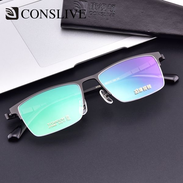 

titanium glasses frame men brand designer 2019 male prescription eyeglasses half rimless optical frame eyewear ophthalmic lenses, Black