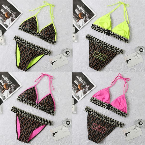 

womens active bikinis new letters girls swimsuits fashion lace up swimwears waist bandage three-point swimsuit backless vest19, White;black