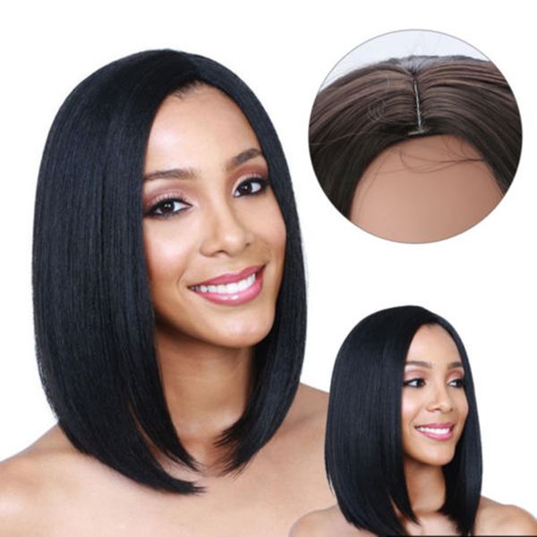 Natural Short Straight Bob Style Hair Wig Cosplay Thick Smooth