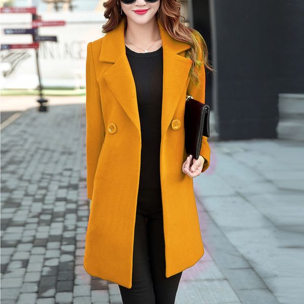 

womens autumn winter jacket casual outwear parka cardigan slim coat overcoat, Tan;black