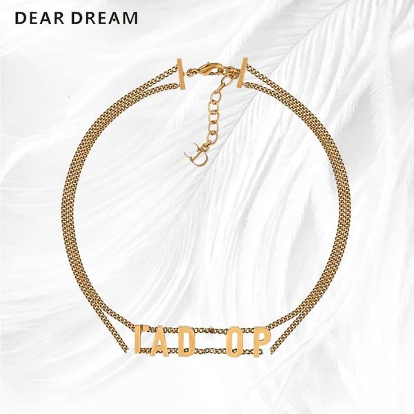 

band double necklace torques choker fashion vintage bronze gold alphabet gift for women grils jewelry, Silver
