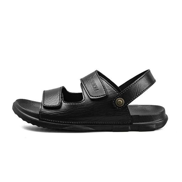 

new summer black white men's pu sandals for male slip-on slippers men leather shoes size 38-45 8805m