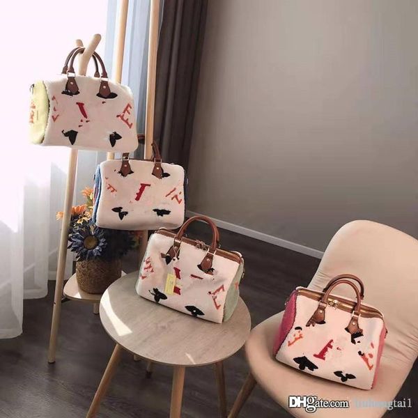 

new winter lambs wool female boston old flower drum shoulder inclined across the pillow with the handbags wallets a designer shoulder bag