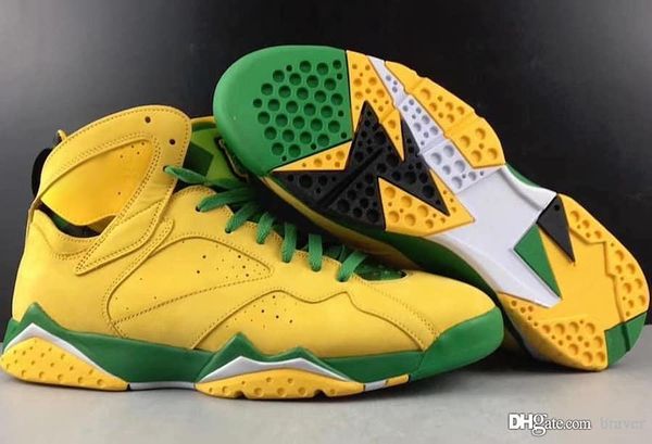 

2020 new authentic air 7 retro high oregon ducks pe uo basketball shoes men 7532jordan yellow green black sneakers sports with original box